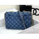 Large Chanel 19 Flap Bag Denim Gold-Tone Blue High