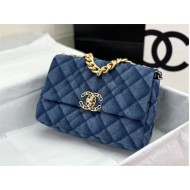 Chanel 19 Flap Bag Denim Gold-Tone Blue High