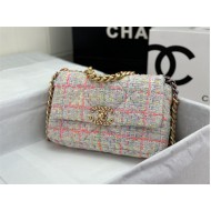 Chanel 19 Flap Bag Tweed Gold-Tone Pink High