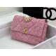 Chanel 19 Flap Bag Tweed Gold-Tone Pink High