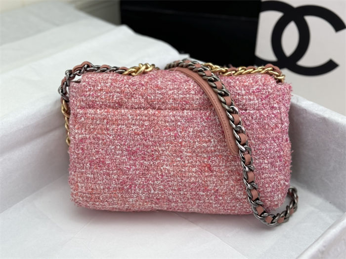 Chanel 19 Flap Bag Tweed Gold-Tone Pink High