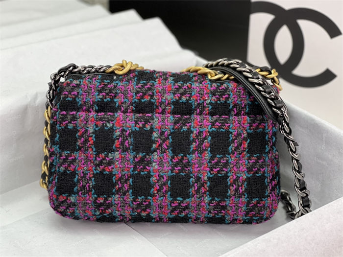 Chanel 19 Flap Bag Tweed Gold-Tone Black-Fuchsia High