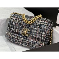 Chanel 19 Flap Bag Tweed Gold-Tone Black-Pink High