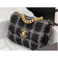 Chanel 19 Flap Bag Tweed Gold-Tone Black-Grey High