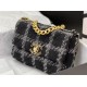 Chanel 19 Flap Bag Tweed Gold-Tone Black-Grey High