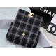 Chanel 19 Flap Bag Tweed Gold-Tone Black-Grey High