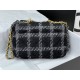 Chanel 19 Flap Bag Tweed Gold-Tone Black-Grey High