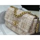 Chanel 19 Flap Bag Tweed Gold-Tone Beige High