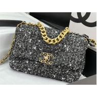 Chanel 19 Flap Bag Tweed Gold-Tone Grey High