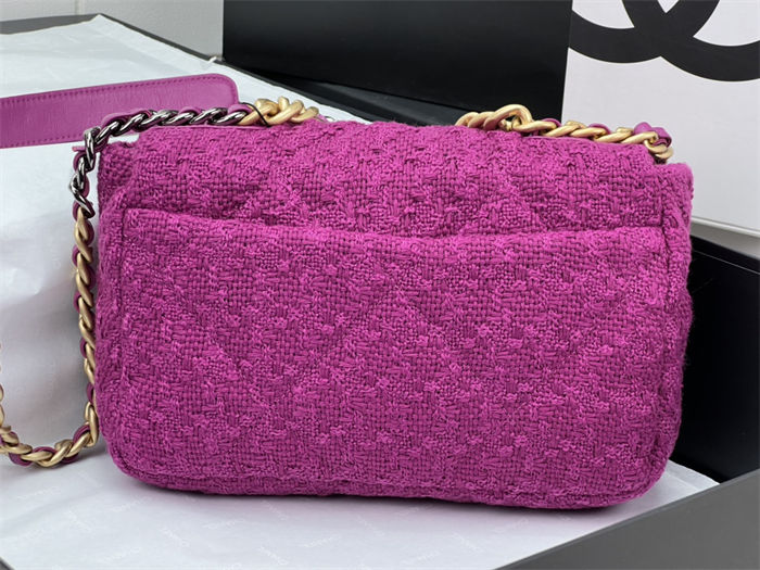 Chanel 19 Flap Bag Tweed Gold-Tone Fuchsia High