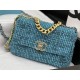 Chanel 19 Flap Bag Tweed Gold-Tone Blue High