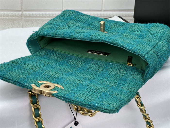 Chanel 19 Flap Bag Tweed Gold-Tone Green High