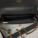 WALLET ON CHAIN AP4062 Grained Shiny Calfskin & Gold-Tone Metal Black A