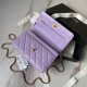 WALLET ON CHAIN AP4062 Grained Shiny Calfskin & Gold-Tone Metal Lilac A