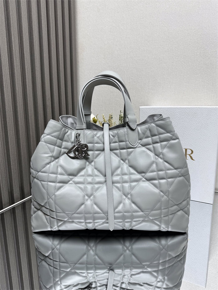 DIOR TOUJOURS BAG LARGE Macrocannage Calfskin Grey High