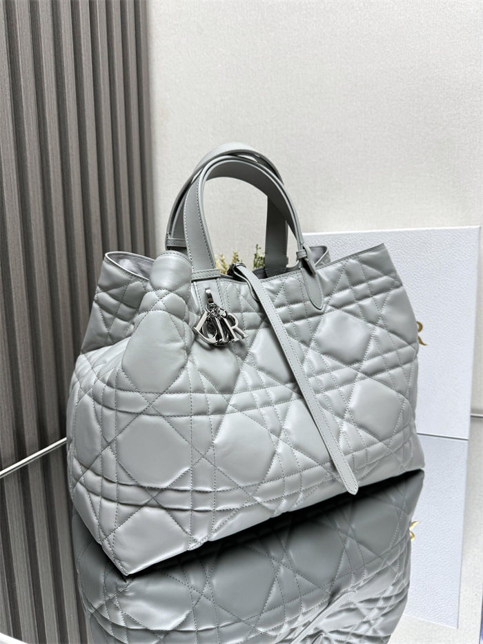 DIOR TOUJOURS BAG LARGE Macrocannage Calfskin Grey High