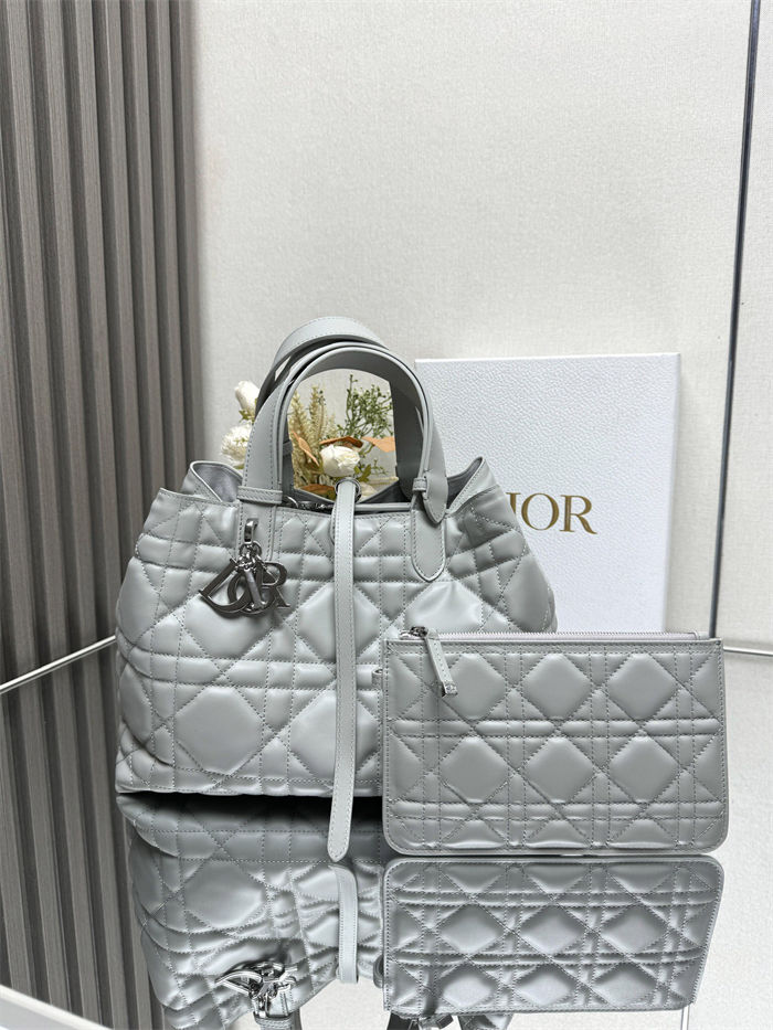 DIOR TOUJOURS BAG MEDIUM Macrocannage Calfskin Grey High