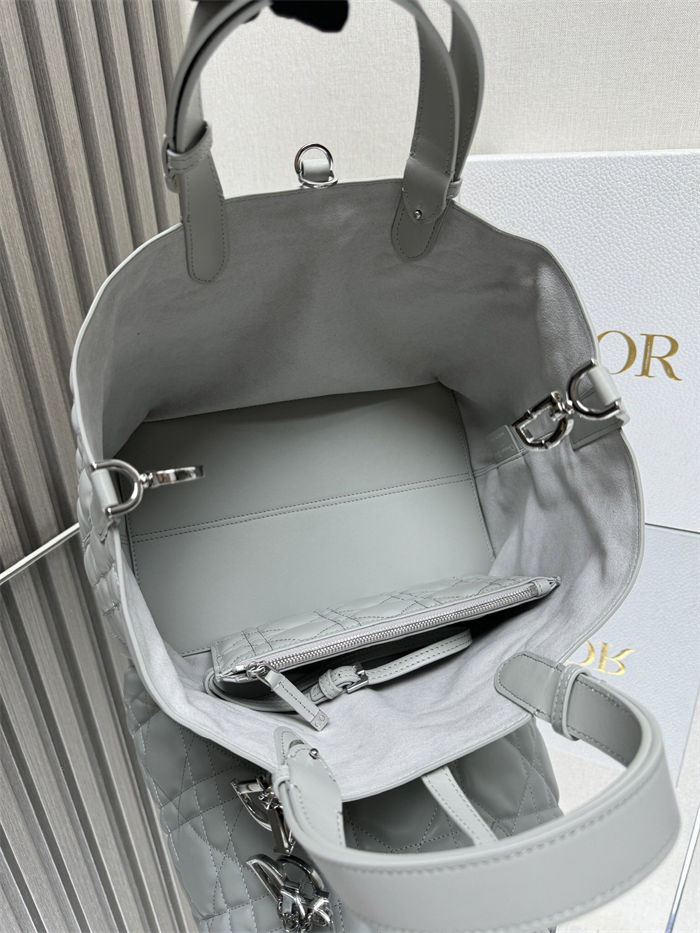 DIOR TOUJOURS BAG MEDIUM Macrocannage Calfskin Grey High