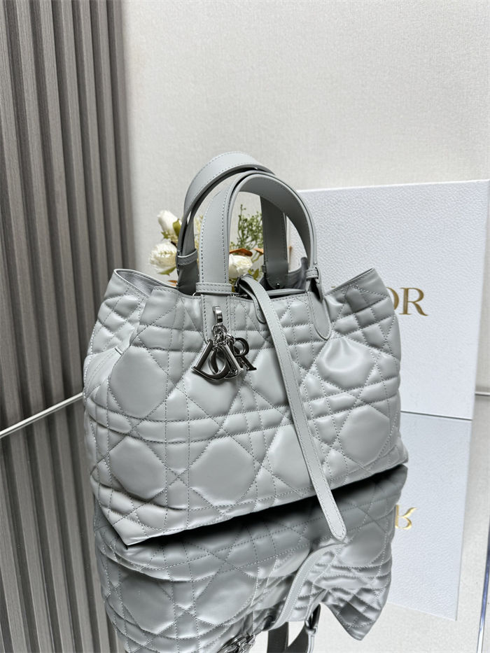 DIOR TOUJOURS BAG MEDIUM Macrocannage Calfskin Grey High