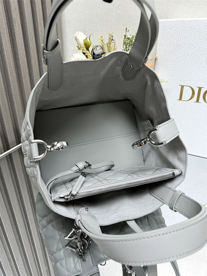 DIOR TOUJOURS BAG SMALL Macrocannage Calfskin Grey High