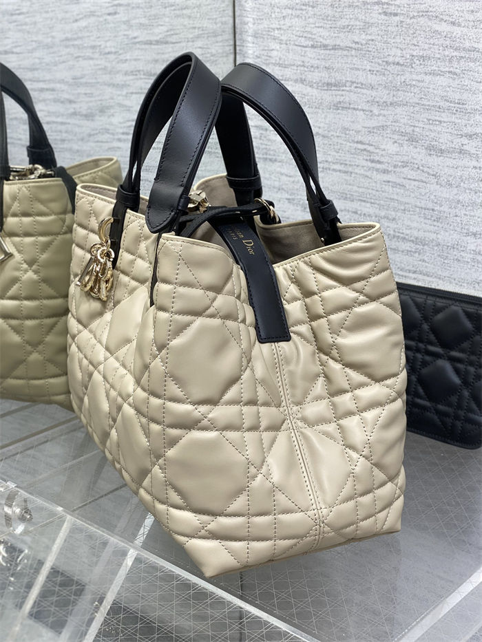 DIOR TOUJOURS BAG MEDIUM Macrocannage Calfskin Rope Beige High