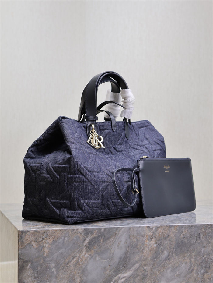 DIOR TOUJOURS BAG LARGE Graphic Cannage Denim Blue High