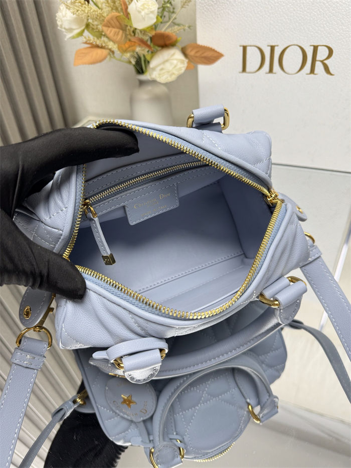 Dior Groove 20 Bag Macrocannage Calfskin Blue High