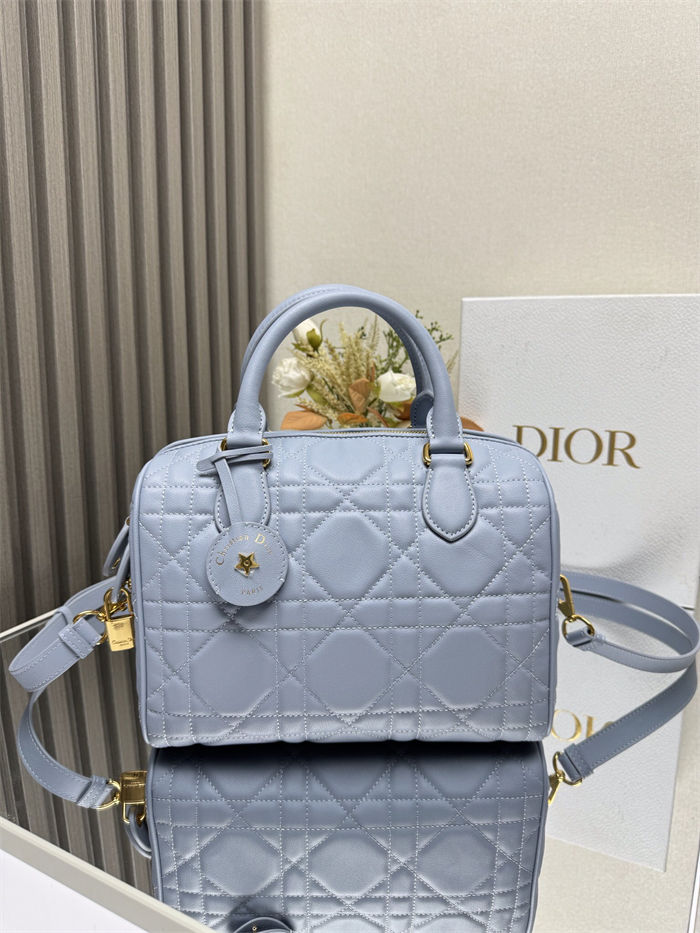 Dior Groove 25 Bag Macrocannage Calfskin Blue High