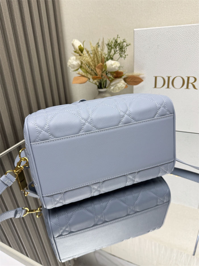 Dior Groove 25 Bag Macrocannage Calfskin Blue High