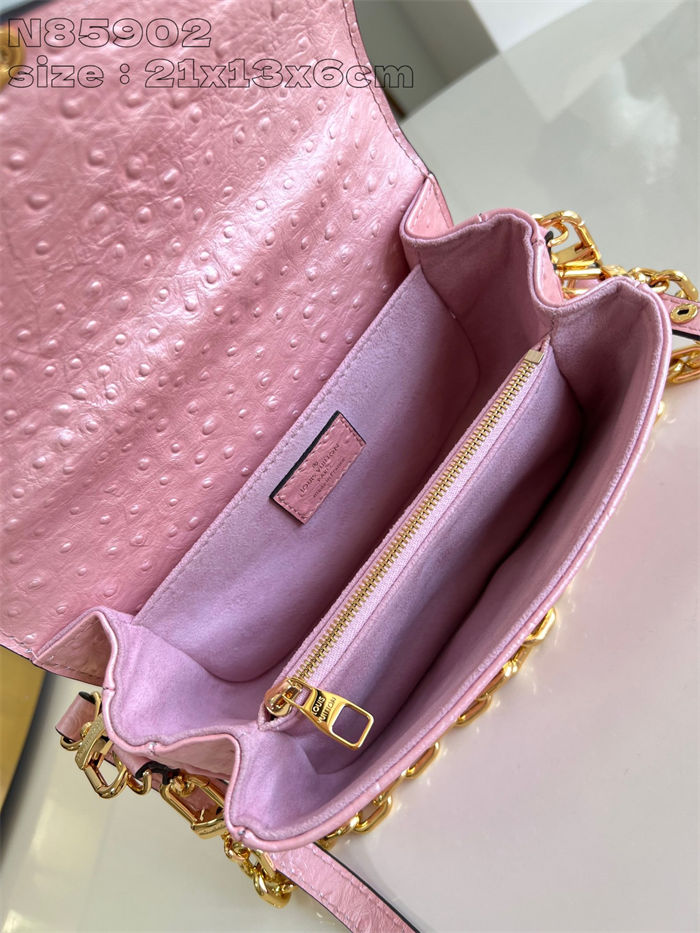 Louis Vuitton POCHETTE MÉTIS EAST WEST Ostrich leather N85902 Pink High