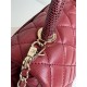 SMALL FLAP BAG WITH TOP HANDLE Grained Calfskin Burgundy Gold Metal High