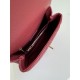 SMALL FLAP BAG WITH TOP HANDLE Grained Calfskin Burgundy Gold Metal High