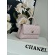 SMALL FLAP BAG WITH TOP HANDLE Grained Calfskin Pink-binding Gold Metal High