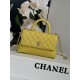 SMALL FLAP BAG WITH TOP HANDLE Grained Calfskin Yellow-binding Gold Metal High