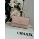 SMALL FLAP BAG WITH TOP HANDLE Grained Calfskin Pink-binding Gold Metal High