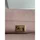 SMALL FLAP BAG WITH TOP HANDLE Grained Calfskin Pink-binding Gold Metal High