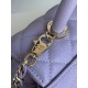 SMALL FLAP BAG WITH TOP HANDLE Grained Calfskin Purple-binding Gold Metal High