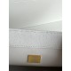 SMALL FLAP BAG WITH TOP HANDLE Grained Calfskin White-binding Gold Metal High