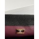 SMALL FLAP BAG WITH TOP HANDLE Grained Calfskin Black-binding Gold Metal High