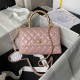 SMALL FLAP BAG WITH TOP HANDLE A92990 Shiny Calfskin Gold Metal Pink A