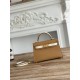 Hermes Kelly Mini II Bag Epsom Leather WAX-Bicolor Biscuit/Craie High