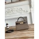 Hermes Kelly Mini II Bag Epsom Leather WAX-Bicolor Etoupe/Ecorce/Black High