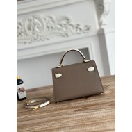 Hermes Kelly Mini II Bag Epsom Leather WAX-Bicolor Etoupe/Craie High