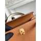 Hermes Kelly Mini II Bag Epsom Leather WAX-Bicolor Gold/Rose Sheherazade/Craie High