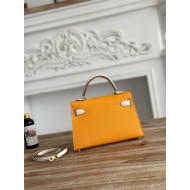 Hermes Kelly Mini II Bag Epsom Leather WAX-Bicolor Jaune d'Or/Craie High