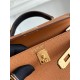 Hermes Kelly Mini II Bag Epsom Leather WAX-Bicolor Gold/Craie/Black High