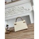 Hermes Kelly Mini II Bag Epsom Leather WAX-Bicolor Craie/Biscuit High