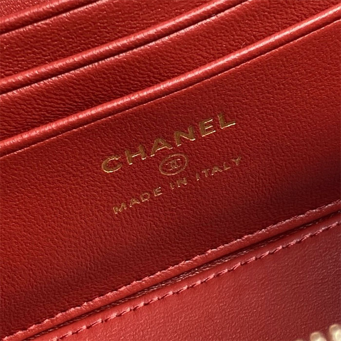 Chanel VANITY WITH CHAIN AP2199 Patent Calfskin Gold-Tone Metal Red High