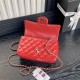 MINI FLAP BAG WITH TOP HANDLE AS2431 Patent Calfskin Gold-Tone Metal Red A