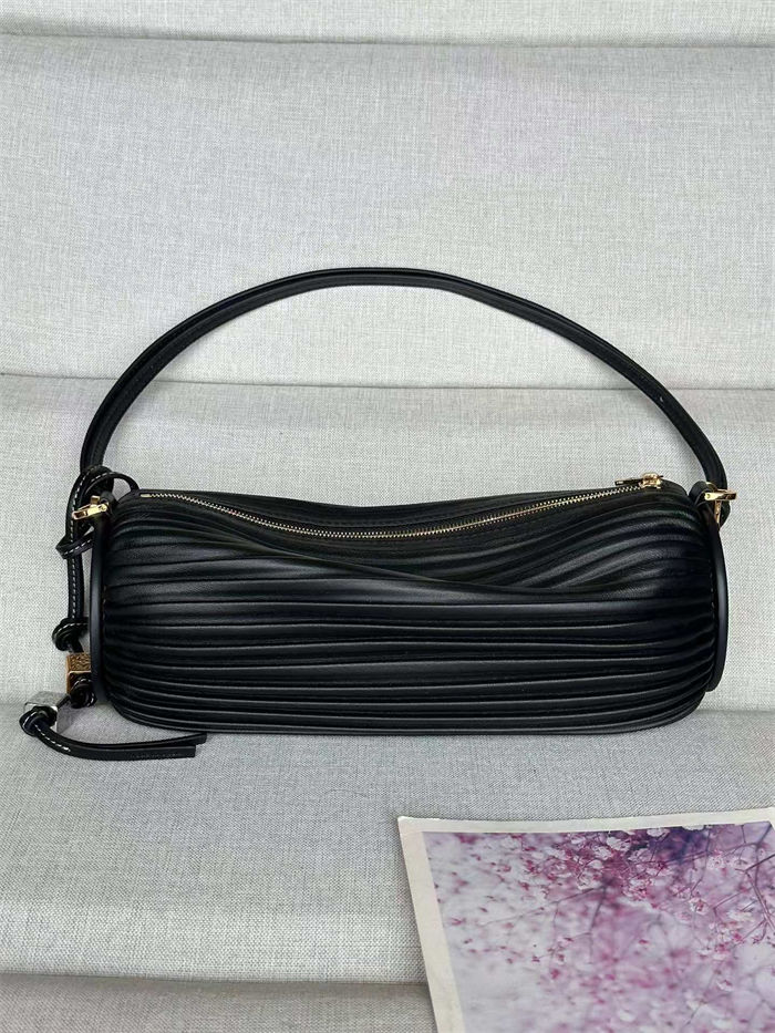 Loewe Bracelet Pouch in pleated nappa Black High